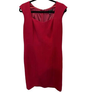 White House Black Market Women's Red Sleeveless Square Neck Mini Dress Size 14P